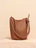 Bolso Tejido Nuevo Color Sólido Piel Suave Hecho a Mano Bolso Cubo Versátil Simple de Gama Alta Bolso de Hombro Cruzado Tote