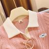 Conjunto de Ropa Dulce de Verano para Niñas 2026: Conjunto de dos piezas: shorts y top de manga corta con cuello tipo polo en color rosa bebé