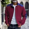 Jaqueta Masculina de Veludo Cotelê Pesada, Solta, Casual Simples, Patchwork Retrô, Gola Alta