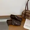 Mocasines, zapatos pequeños de cuero estilo británico, zapatos de mujer con separación de dedos y plataforma interior, 2026, cinturón de cuero retro, versátiles para otoño, con hebilla y punta cuadrada