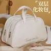 Novo Produto Transfronteiriço, Bolsa de Maquiagem de Camada Dupla de Alta Qualidade, Bolsa de Armazenamento de Cosméticos de PU Portátil de Grande Capacidade, Necessaire, Estojo de Maquiagem