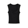 Chaleco sin mangas con cuello cuadrado retro francés para mujer, prenda básica exterior, top corto multicolor de corte entallado y combinable con todo.