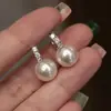 Pendientes Geométricos Imitación Perla Europeos y Americanos Transfronterizos Huitan, Joyería Elegante y Suave, Pendientes Diarios con Circonita Incrustada