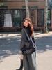 Cardigan Tricot Versátil da Moda para Mulheres, Novo Estilo Outono e Inverno, Casaco Suéter Preguiçoso Soltinho Emagrecedor Acima do Joelho, Estilo Longo