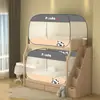Mosquitero para litera de dormitorio estudiantil 2025 Mosquitero para cama doble Niños Dibujos animados Estilo nuevo Oscurecimiento Sin instalación 90 Tres puertas