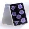 Conjunto de 7 Dados de Vidro Roxo Fosco Jogo Dungeons and Dragons Dnd Rpg Dados Poliedros de Vidro Cristalino