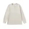 Camiseta masculina retro americana com textura, manga longa, nova para o outono, base de peso pesado, moletom com gola henley, caimento solto para o dia a dia