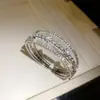 Pulseira aberta em zircônia de luxo leve estilo francês de três camadas em forma de diamante, pulseira requintada de alta qualidade de nicho com design único e personalidade