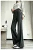 Pantalones de Tela de Arroz Pegajoso Micro Acampanados para Mujer Otoño Invierno Nuevos de Cintura Alta Adelgazantes Pantalones de Pierna Ancha de Arroz Pegajoso Sensación de Alta Gama Pantalones Rectos Acampanados con Cordón