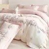 Gato Ragdoll 100% algodón de fibra larga juego de ropa de cama de cuatro piezas con funda de edredón y sábana con bordado de dibujos animados para niños