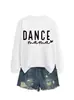 Dance Mama Amazon Ebay Site Independente Casual Simples Versátil Feminino Outono e Inverno Novo Moletom com Gola Redonda