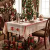Toalha de Mesa Americana de Natal Transfronteiriça com Bordado de Renda Vermelha Retangular para Mesa de Jantar Decoração de Mesa com Atmosfera Festiva