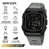 Relógio Transfronteiriço da Marca Sanda Multifuncional Cronometragem À Prova D'água Luminoso Eletrônico Simples Digital em Formato de Barril Relógio Masculino