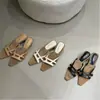 Sandalias de Tacón Alto de Diseño, Pantuflas de Tacón Grueso de Moda para Mujer, Estilo Retro Francés de Verano, Modelo Nuevo de Nicho, Pantuflas sin Cierre de Punta