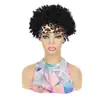 Cabelo curto e volumoso com touca de peruca, touca de peruca de fibra sintética, faixa de cabelo feminina com estampa de leopardo, touca de peruca cacheada fofa de seda gelada