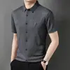 Fábrica Direta Camisa de Seda de Gelo Masculina Verão Manga Curta Casual Antirrugas Não Passa Gelo Sem Costura Manga Curta Branco