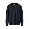 "Falso Duas Peças" Suéter Masculino Gola Redonda de Lã Misturada Outono Inverno Solto Tamanho Grande Casual Manga Longa Malha Top