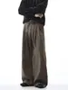 Calças Pleated Wide-Leg Pretas para Homem, Primavera e Outono, Calças Stylish e Cool Cleanfit, Calças Cargo Paraquedistas Ligeiramente Flare