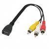 Cable AV USB hembra a 3 RCA macho, decodificador de TV, interfaz USB a adaptador de audio y video de tres cabezales Lotus de cobre