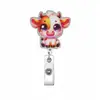Nueva Hebilla de Fácil Tracción Animal con Pinza de Cocodrilo Giratoria Acrílico Divertida Mascota Hebilla Retráctil Pinza para Insignia de Enfermera Lista para la Venta