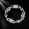 Pulseira Hip-Hop Europeu e Americano Estrela de Cinco Pontas Símbolo do Infinito Cobre Incrustado com Zircônia Pedra Geométrica Irregular Colorida Joias Personalizadas para Homens