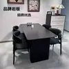 Conjunto Moderno de Mesa de Jantar e Cadeiras em Ardósia Preta de Luxo Leve, Mesa de Jantar Doméstica Estilo Italiano, Retangular, Adequado para Apartamentos Pequenos, Minimalista