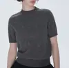 Anachi Moda Básica_Tejido de Punto con Cuello Alto y Mangas Cortas para Mujer/Top Corto de Lana/Suéter Camisa para Vestir por Debajo