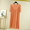 Vestido Suelto 2026 Verano Delgado Modal Largo Hasta la Rodilla Línea A Adelgazante Camisón Vestido de Casa Plisado