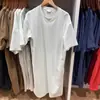 Vestido Casual Feminino de Mistura de Algodão com Gola Redonda Soltinho / Saia Média de Manga Curta Verão 2026 484091
