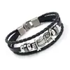 Pulseira de Couro Multicamadas com Coruja Vintage para Homens Joia de Mão Tecida em Liga de Metal Estilo Europeu e Americano Pulseira Personalizada Atacado em Estoque