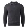 Novo Suéter Masculino de Gola Polo com Meio Botão Pulôver Moda Jovem Malha Polo Quente Casual Camada Base