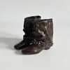 Botas de tornozelo com fivela plissada estilo deserto para mulheres, nova coleção outono 2026, botas western cowboy retrô de salto baixo Maillard