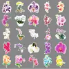 50 Pegatinas de Phalaenopsis Flor Dibujo Animado Chica Planta Corazón Impermeable Decorativas para Tableta Computadora Taza de Agua Cuaderno de Bocetos Pegatinas