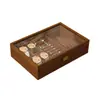 Caja de Almacenamiento para Relojes Madera de Nogal Negro Patrón de Madera Caja de Joyería Retro Caja de Almacenamiento de Madera para Joyería, Collares, Pulseras, Aretes