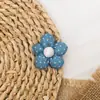 Estilo Coreano Azul Floral Fresco Ins Cuadros Mezclilla Azul y Rojo Tela Accesorios para el Cabello Bolsa Lazo Decoración Accesorios