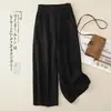 Sentido del Diseño Artístico Reductor de Edad Primavera y Verano 2024 Nuevos Pantalones Anchos Holgados Pantalones Casuales Dagging Algodón y Lino Cómodos Ropa para Mujer