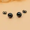 Pendientes pequeños de acero inoxidable 316 para mujer, nicho, alta calidad, redondos, elegantes, combinan con todo, pendientes de botón para el cartílago del oído, color negro puro