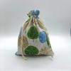 Bolsa de Algodão e Linho com Cordão e Pequeno Padrão Floral, Embalagem Universal para Joias e Sachês, Necessaire de Estilo Artístico, Embalagem à Prova de Poeira