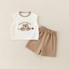 Ropa para Niños Huzhou Zhili Conjunto de Verano para Niños Estilo Coreano Algodón Puro Bebé de un Año Mangas Cortas Ropa Delgada de Verano para Niños