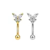 Piercings de sobrancelha em aço inoxidável, piercings de cartilagem da orelha, piercings de cartilagem da orelha com rosca externa incrustados com diamantes florais estilo ins, novos brincos doces populares em estoque