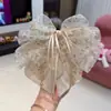 Presilha de rabo de cavalo suave e elegante com laço e fita, presilha de cabelo de alta qualidade para mulheres, presilha tipo tubarão estilo coreano