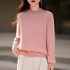 25 Años Nuevo Otoño e Invierno Mezcla de Cachemira y Lana Cuello Alto Medio Línea Recta Listo para Usar Tejido de Punto Manga Larga Cepillado Top para Mujer