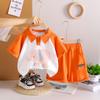 Traje Deportivo de Verano para Niños 2025 Nuevo Celebridad de Internet Elefante Bebé Camisa Polo de Manga Corta Conjunto de Dos Piezas de Verano para Niños