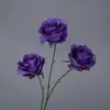 Flor Artificial de Rosa Redonda de Tres Cabezas Flor Artificial Arreglo de Boda Flor de Rosa Individual Adornos para Sala de Estar Flor de Seda Flor Decorativa Boda