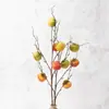Sala de té estilo Zen 5 cabezas fruta de caqui flor de seda artificial flor artificial planta verde accesorio de fotografía arreglo floral decoración suave