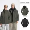 Jaqueta shell corta-vento polar fleece jacquard flocado estilo lobo três em um para atividades ao ar livre para homens e mulheres, com capuz, para montanhismo e caminhada, personalizável