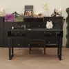 Mesa de Manicura Retro Estilo Americano de Madera Maciza con Aspiradora, Almacenamiento de una o Dos Capas, Diseño Sencillo para Dormitorio, Uso Comercial, Escritorio Multiusos
