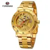 Forsining Reloj Mecánico Automático Impermeable Hueco Tallado Moda Casual para Hombre Estilo Europeo y Americano Venta al por Mayor