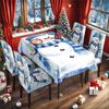 Diseño Original Azul Clásico Muñeco de Nieve Navideño Mantel Decoración Festiva Mantel Navideño Impermeable Funda para Silla