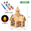 Casa de Cartón Hecha a Mano para Niños DIY Creación Ecológica de Cartón Cabaña Modelo de Ensamblaje de Caja de Papel Paquete de Materiales de Casa de Papel para Jardín de Infancia